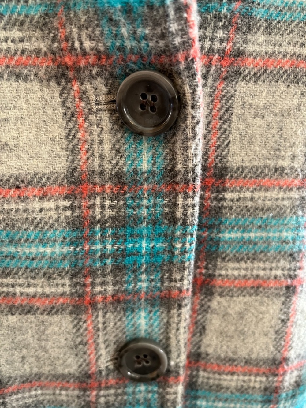 Talbots Plaid Teal,Grey,Rust & Cream Wool blend Blazer w/front pockets Size 14 - Picture 7 of 11